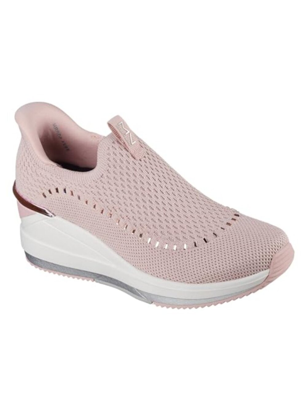 Wedge Slip On Sneaker Memory Foam Comfort Pull On Knit Faux Diamond